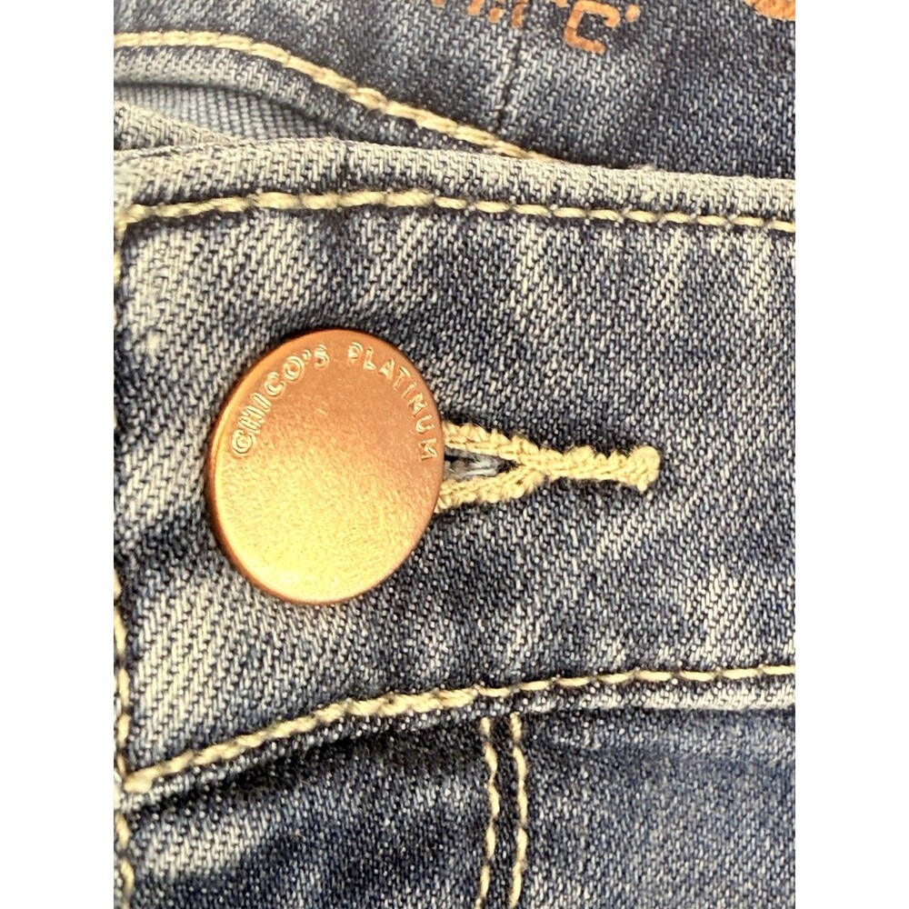 Chico's Platinum Jeans Women's 0.5 Short US-6 Blue Mid-Rise Slim Leg 30" Inseam - Picture 12 of 14